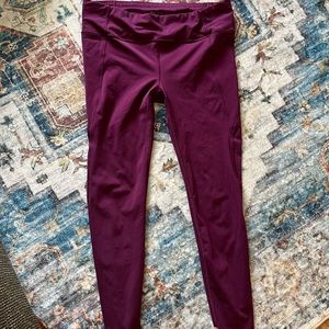 Plum purple Athleta 7/8 leggings.